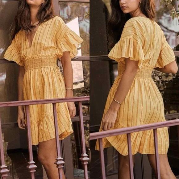 Saylor Adrianne Dress in Yellow Mini Sundress Size Small - Picture 4 of 10